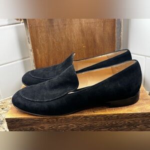 Gianvito Rossi Milano Loafer Womens 7 37 BLACK Suede Minimalist Slip On Flat